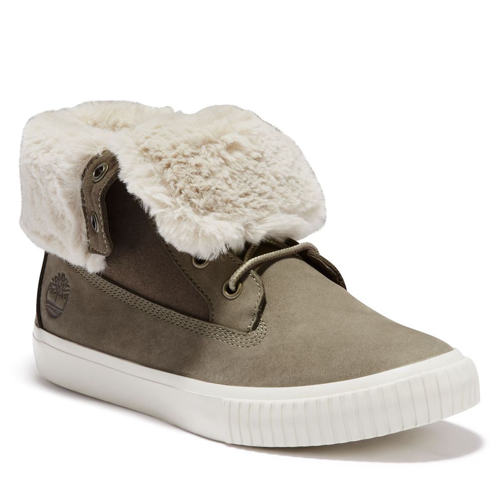 Botas de Nieve Timberland Argentina Mujer - Skyla Bay Fleece Fold-Down - Verde Oliva - MADZEF-124